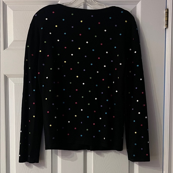 Dress Barn Black Cardigan with Multicolor Dots - Picture 4 of 5